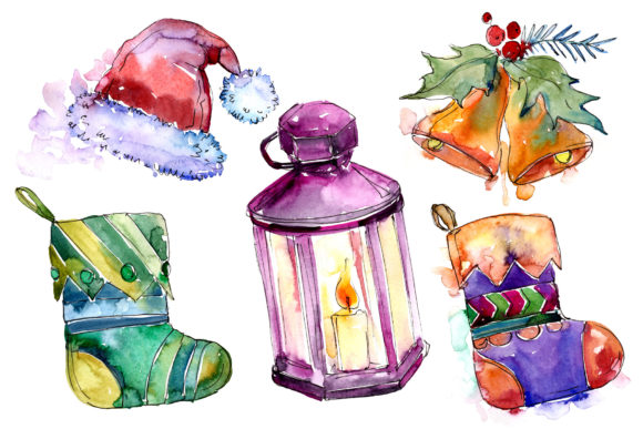 Download Watercolor Christmas Collection Elements Set - Collection Collection