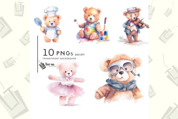 Download Watercolor Teddy Bear Profession Clipart - Profession clipart Collection