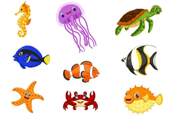 Download Cartoon Cute Ocean Animals Collection - Collection Collection