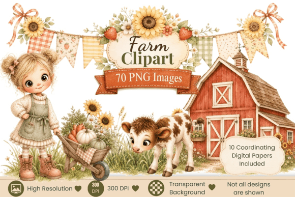 Download Watercolor Farm Clipart Bundle - Farm clipart Collection
