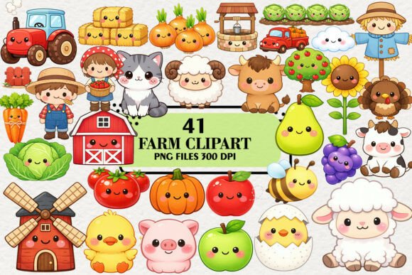 Download Kawaii Farm Clipart Bundle - Farm clipart Collection