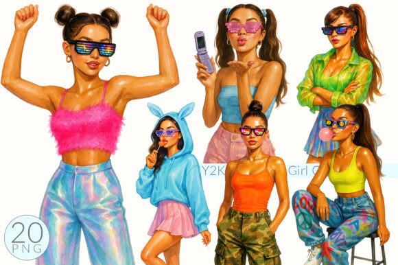 Download Y2K Girl Clipart Bundle, Retro Style - Retro style Collection