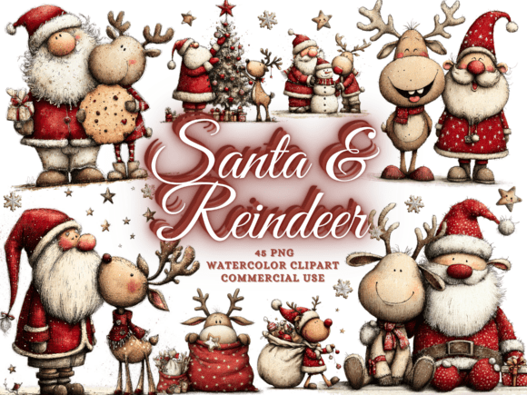 Download Quirky Christmas Santa Reindeer Clipart - Deer clipart Collection